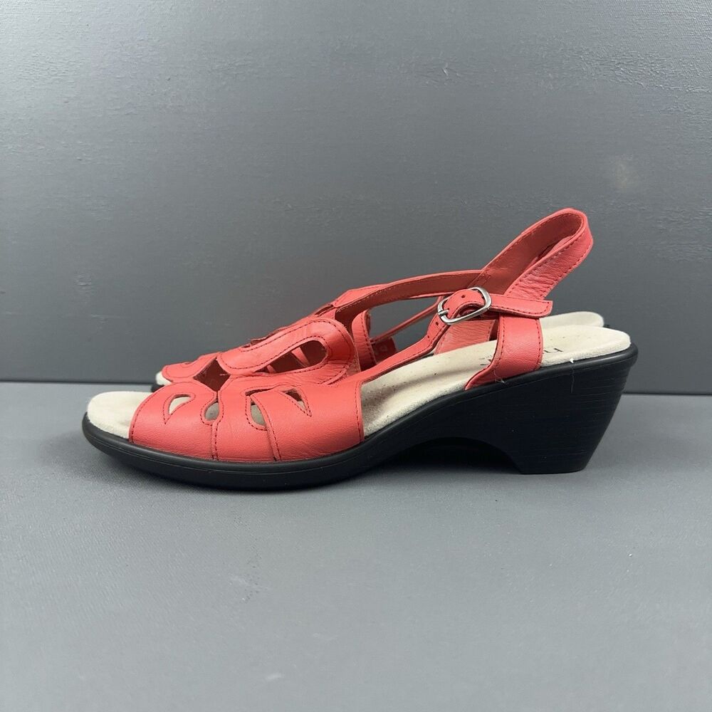 Hotter Crystal Coral Leather Sandals Womens UK 8 US 10 EU 42 Comfort Slingback - Picture 2 of 9